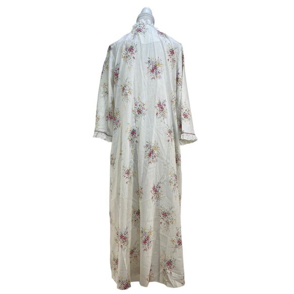 Vintage David Brown Nightgown Floral Printed White House Dress - Picture 7 of 7